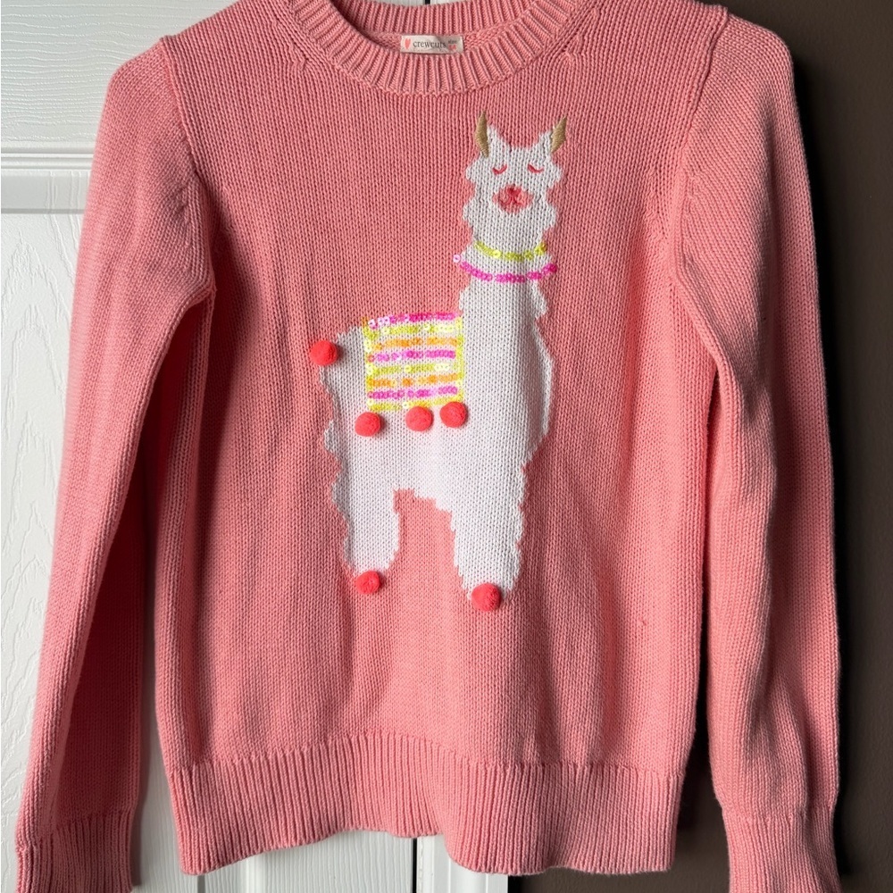 Crewcuts Pink Llama Knit Sweater - girls 14 - Picture 2 of 4